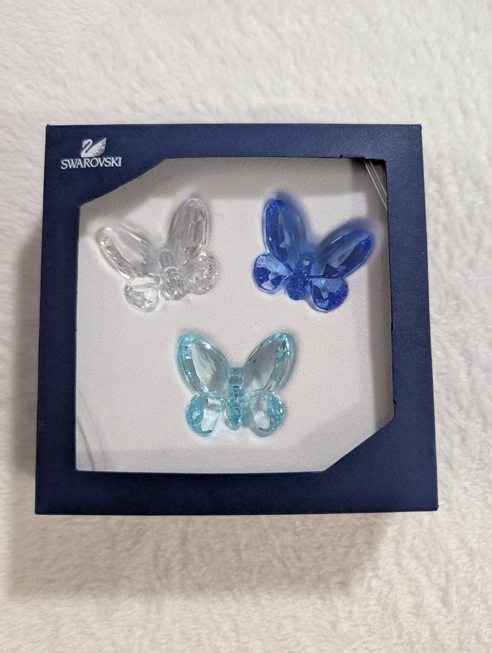 Rare Swarovski Butterfly 3 Colors - Clear, Blue, Aqua. #0955429. In Original Box